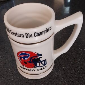 Vintage 1988 Eastern Division Champions Buffalo Bills Ceramic Mug 5 And 1/2 Tall